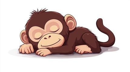Cute sleeping monkey 2D Logo on a white background