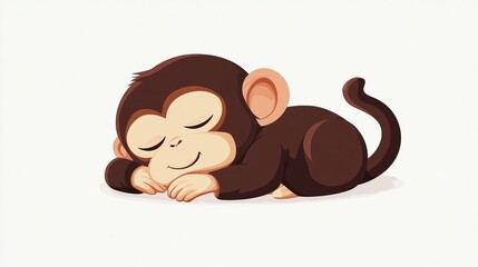 Cute sleeping monkey 2D Logo on a white background
