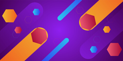 Dark purple background with colorful rectangle lines. Decorative hexagon design with simple style. Best design for your advertisement, poster, banner. Eps10