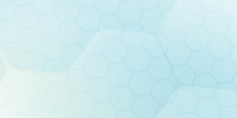 Obraz premium Abstract blue and white hexagon background. Futuristic digital hi-technology banner. Healthcare background. Vector