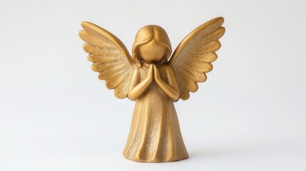 Fototapeta premium Golden Angel Figurine: A Serene Symbol of Faith and Hope, Beautifully Crafted Angel Statue in Prayer Pose, Perfect for Home Decor or Religious Display