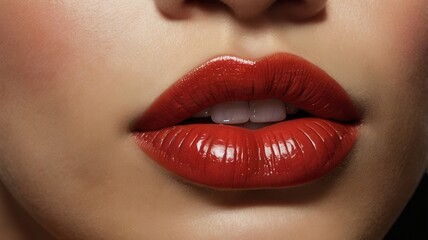 Fototapeta premium close up of red lips