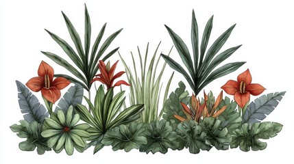 Obraz premium Tropical Watercolor Botanical Illustration | Watercolor illustrations