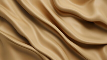 Obraz premium Golden Fabric Drapes Elegantly, Showing Soft Texture and Smooth Waves, Luxurious Feel