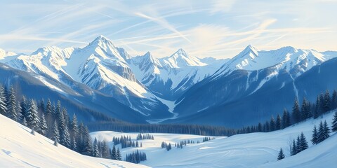 Winter Mountainscape with Open Sky