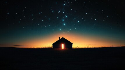 Silent Night Stable Silhouette Under Starry Sky with the Holy Family Birth of Jesus Christ