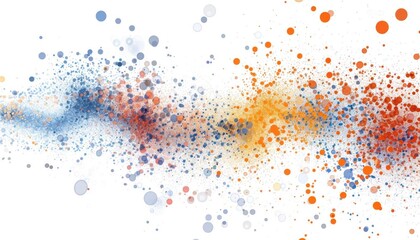 Abstract design featuring colorful dots in a dynamic, flowing pattern.