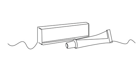 continuous line drawing of ointment.one line drawing of ointment medicine prescribed by doctor.single line vector illustration.isolated white background