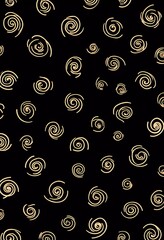 Abstract Spiral Pattern on Black and Gold Background for Design