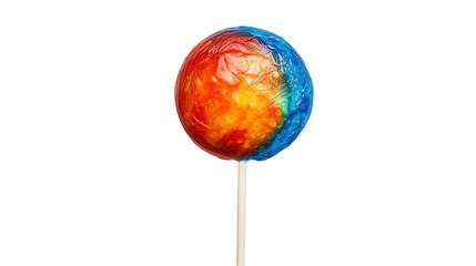 Colorful lollipop with vibrant swirls and shine. transparent background
