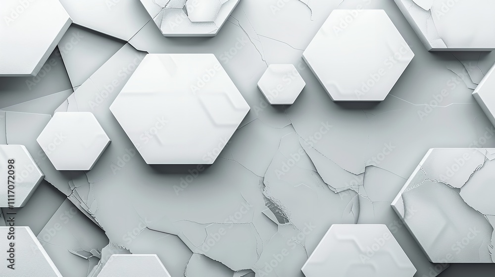 Poster abstract white and grey hexagon pattern background. abstract hexagon technology design background.