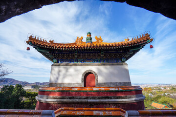 Tibetan architecture in the Four Great Regions of Summer Palace in Beijing.