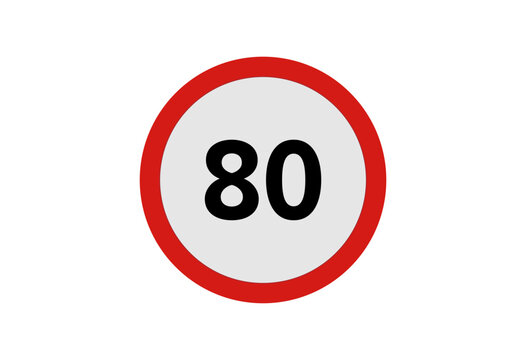 Symbol Speed ​​limit highway sign 80km