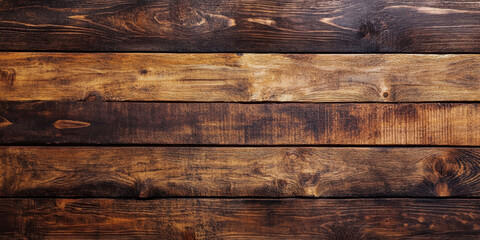 Naklejka premium Wooden planks with rich brown tones create rustic and warm background. texture and grain of wood add depth and character, perfect for various design projects