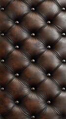 Naklejka premium Brown Leather Upholstery: Button Tufted Texture, Classic Design, Elegant Style, Durable Material, Rich Color, Vintage Appeal, Deep Texture, Luxurious Look, Craftsmanship Detail, Soft Feel.