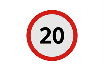 Symbol Speed ​​limit highway sign 20km
