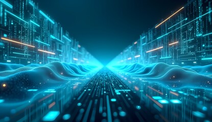  Futuristic Abstract Data Tunnel - Wallpaper for Desktop - Vector Illustration for Photo Editing