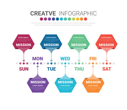 Infographics element design for all day, can be used for Business concept with 7 options, steps or processes.