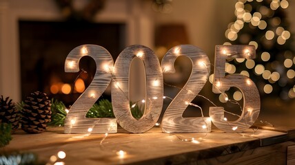 Happy New Year 2025. Beautiful creative holiday web banner 