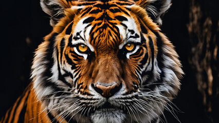 A tiger displayed on a black background