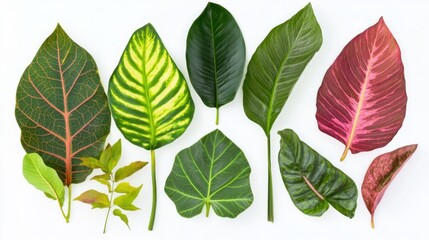 Diverse Leaf Collection: Isolated on White Background