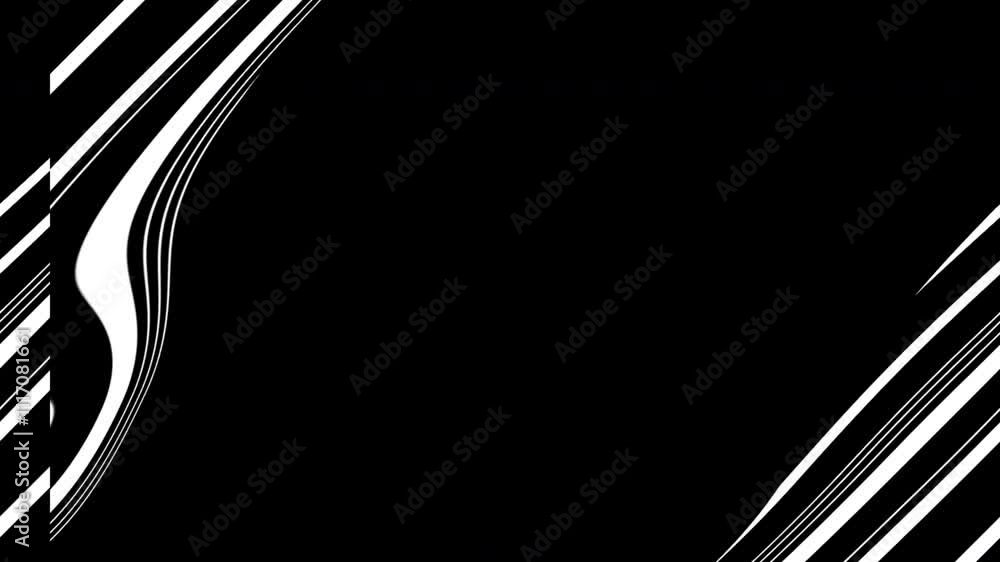 Poster a dynamic animation of a geometric line pattern expanding and contracting, creating a mesmerizing vi