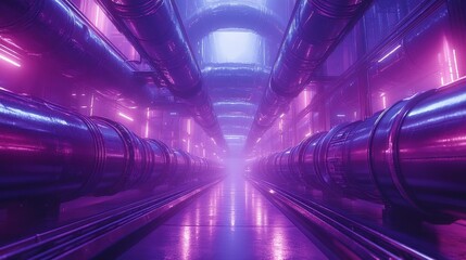 [Multimodal Transport transport chain] Immersive Neon Tunnel Room with Pink Purple Blue Glow Effect