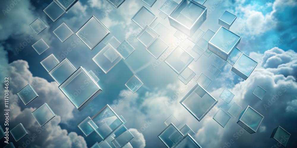Canvas Prints translucent floating squares on a cloudy background, translucent, squares, floating, abstract, desig