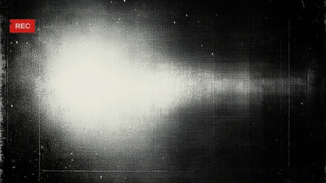 Retro Black and White CCTV Video Background with Red Recording Indicator Vintage Vignette Grunge Texture