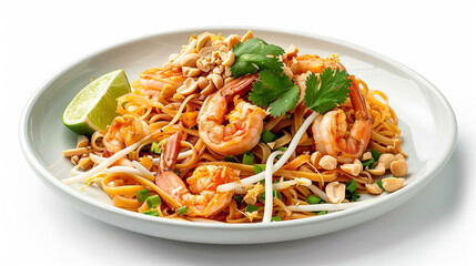 Delicious Pad Thai Noodles with Shrimp and Fresh Herbs

