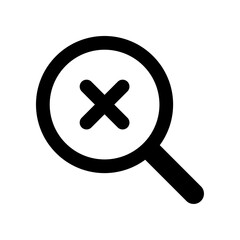 Magnifying glass with cross mark icon