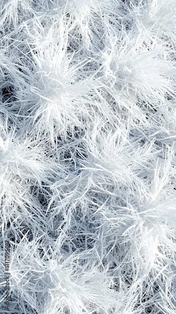 Poster a close-up of intricate frost patterns resembling delicate ice crystals.