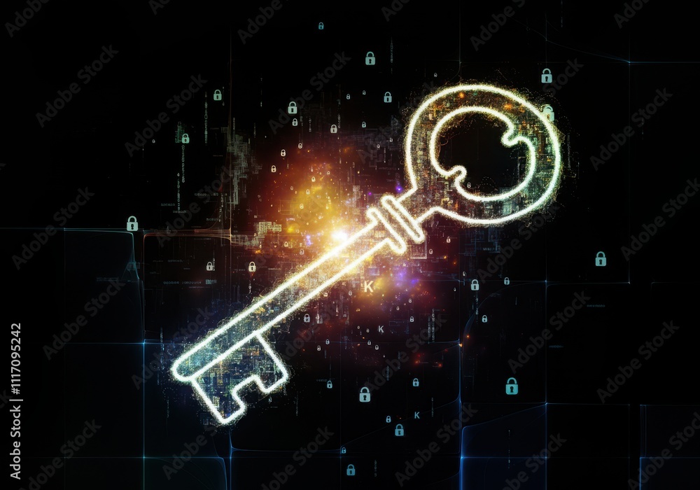 Poster businessman protecting personal data by lock icon of cyber security cybersecurity and privacy concep