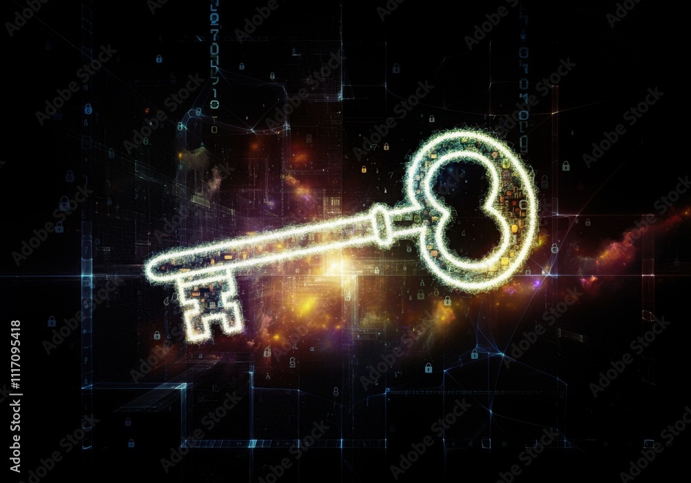 Poster businessman protecting personal data by lock icon of cyber security cybersecurity and privacy concep