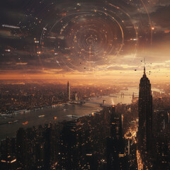 Night sky over the city