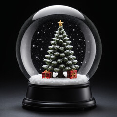 Classic Christmas Snow Globe with Miniature Tree