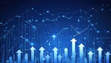 Graphic representation of business success with upward trends in finance.