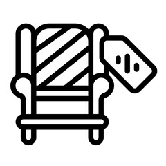 Armchair with Cushions Line Icon