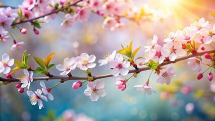 Beautiful spring blossoms on a tree branch , spring, flowers, tree, bloom, nature, blooming, petal, pink, white, delicate, season