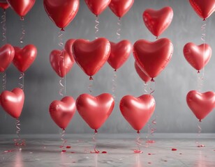 Valentine's Day heart-shaped balloons filled with helium, festive, balloons, party decorations