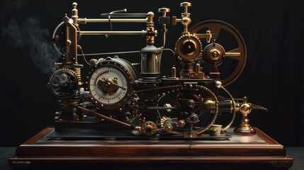 Steampunk Machine with Smoke and Gears