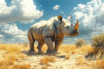 Fototapeta premium rhino in the sky