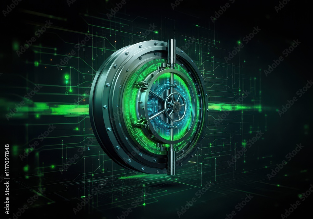 Poster businessman protecting personal data by lock icon of cyber security cybersecurity and privacy concep