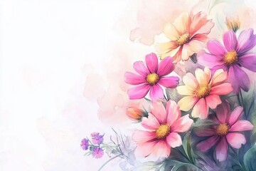 Obraz premium Colorful Spring Flower Bouquet in Vibrant Watercolor Style