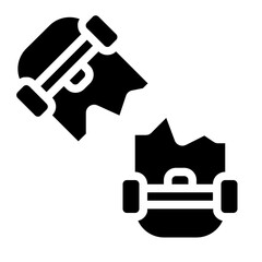 Broken Skateboard Solid Icon