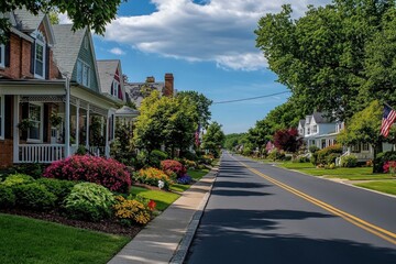 Lush greenery enhances the beauty of the neighborhood