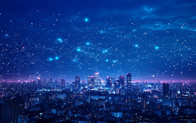 Fototapeta premium Night sky over the city
