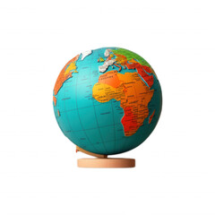 Fototapeta premium Simplified Globe with Airplane in Flight Over Oceans and Continents