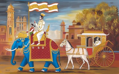Acrylic wall painting illustration image.
