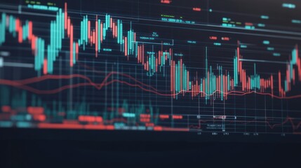 Naklejka premium A digital financial chart displaying market trends and data analysis.